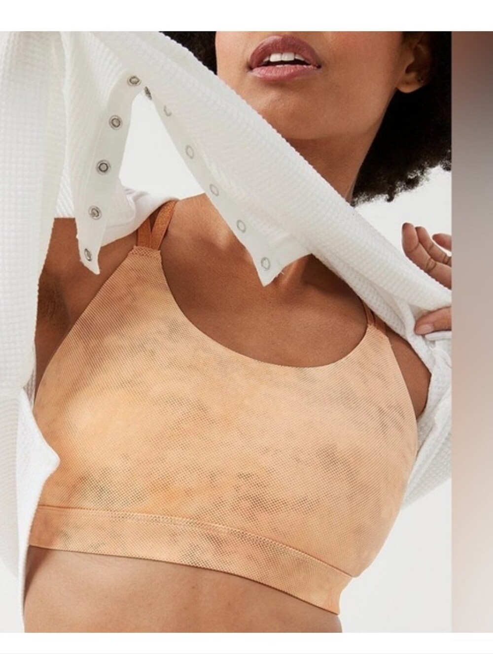 Offline by Aerie Goals Shine Strappy Back Sports Bra, Gold Metallic